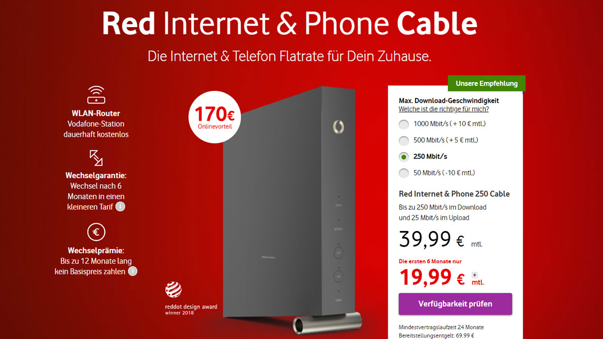 Neue Vodafone Red Internet & Phone Cable Tarife ab heute ...